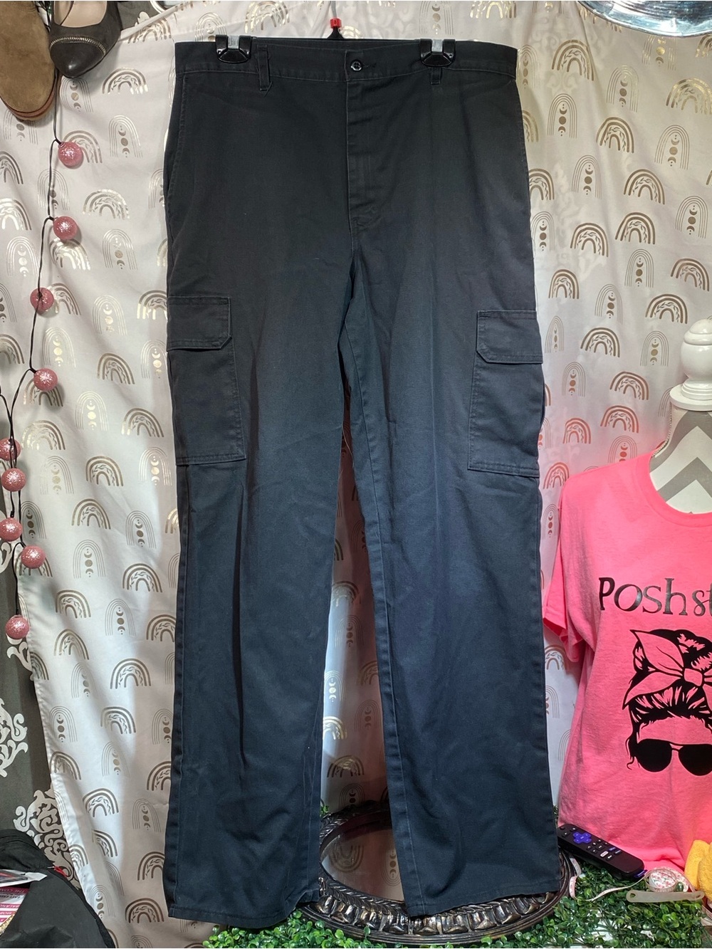 Dickies Black Cargo Pants with Side Pockets